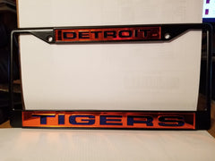 MLB Detroit Tigers Black Laser Cut Chrome License Plate Frame