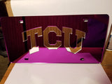 NCAA TCU Horned Frogs Laser License Plate Tag - Purple
